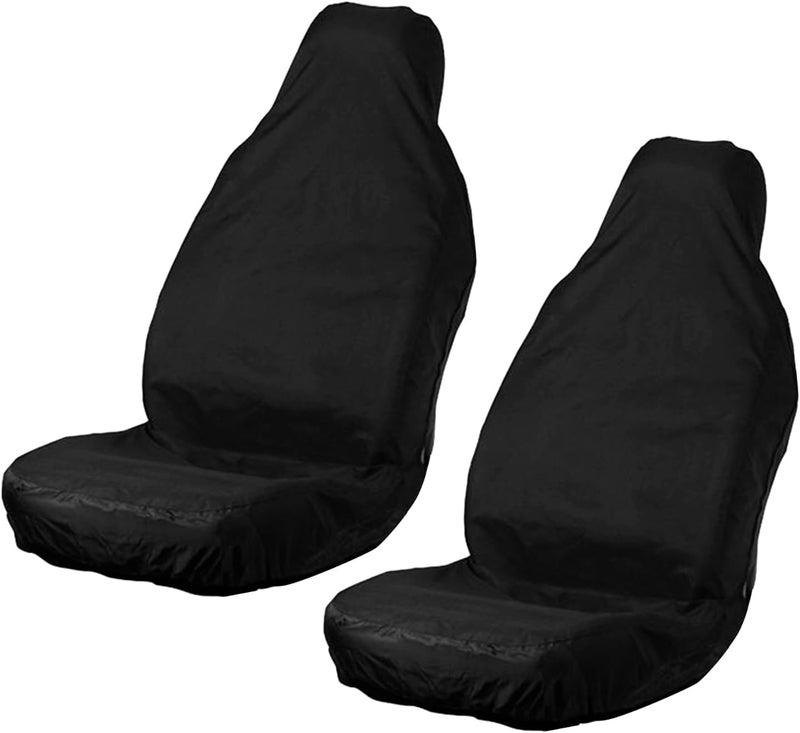 TSHAOUN 2 Pieces Waterproof Nylon Car Seat Cover Protector - Heavy Duty Front Seat Covers with Pocket, Universal Fit - Image 1