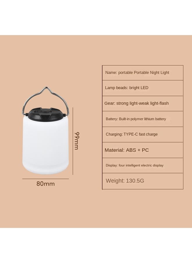 Bluejw New Rechargeable Bedside Nightlight Household C- Mouth Student Desk Lamp Outdoor Camping Lamp Tent Camping Lighting - Image 1