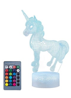 3D Unicorn Night Light Toys 4 Years Old Boy Gifts Decorative LED Bedside Desk Table Lamp 3D Illusion Light - USB Power/7 Colors Changing