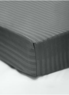 American Linen Single Striped Fitted Sheet with 1 Pillow Case 90 x 190 Cm Grey  - Image 2