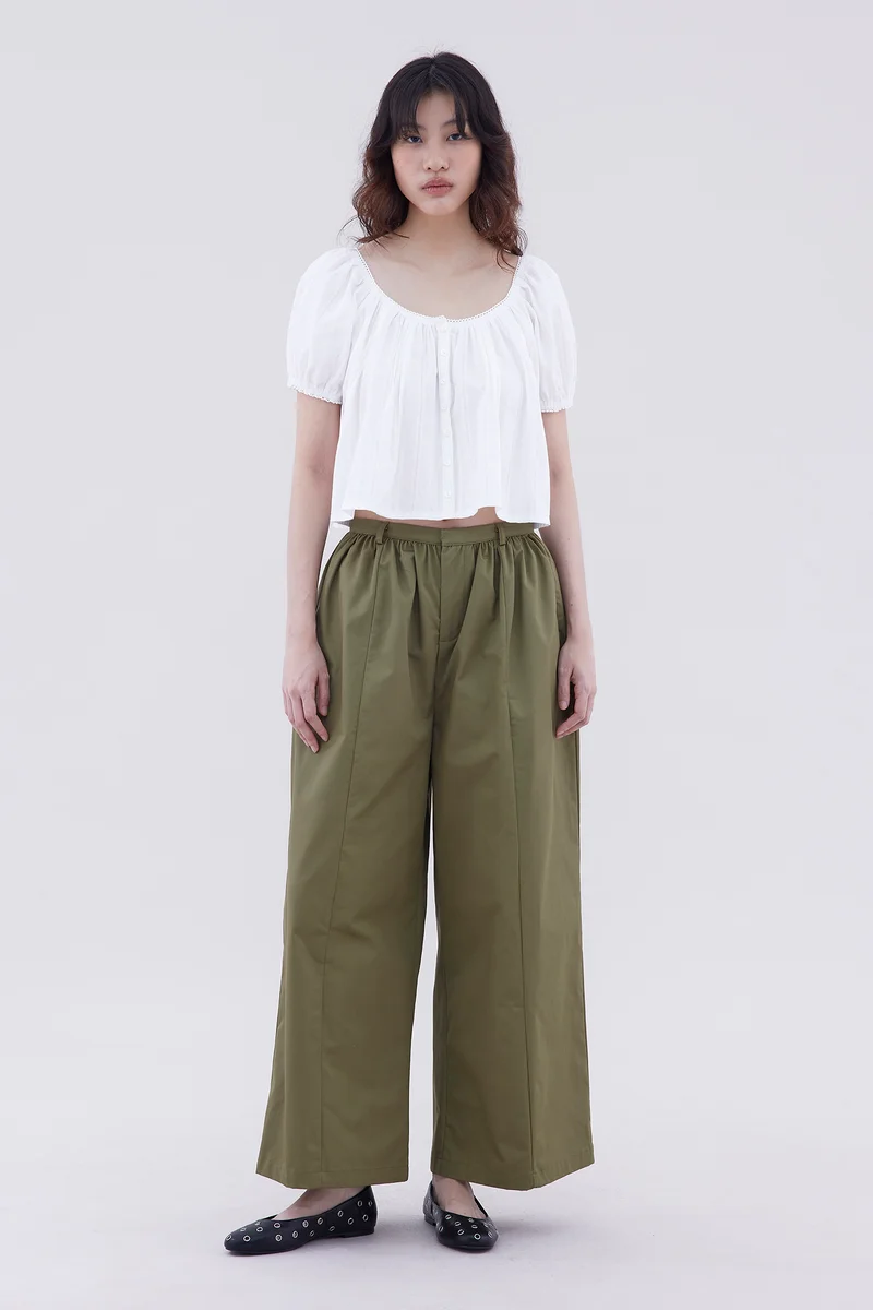 The Editor's Market Jenyth High-Rise Gathered Wide Leg Pants