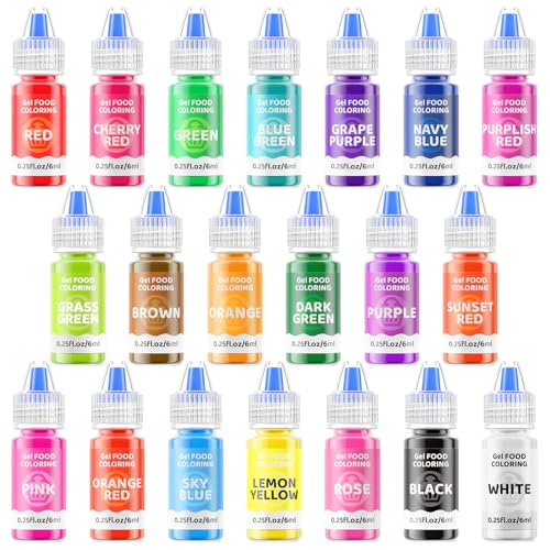 Jelife Gel Food Coloring Cake Decorating Set - Jelife 20 Colors Gel Based Flavorless Edible Food Color Dye Vibrant Concentrated Neon Icing Colors for Kids Baking Macaron Frosting Fondant Cookie (6ml/Bottles) - Image 1