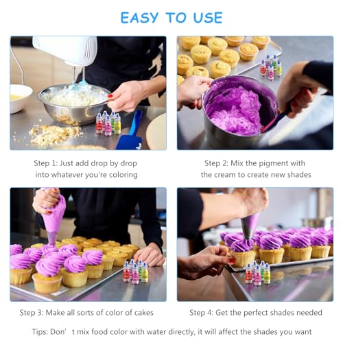 Jelife Gel Food Coloring Cake Decorating Set - Jelife 20 Colors Gel Based Flavorless Edible Food Color Dye Vibrant Concentrated Neon Icing Colors for Kids Baking Macaron Frosting Fondant Cookie (6ml/Bottles) - Image 4