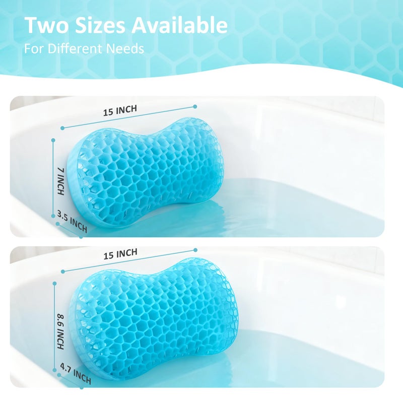 Sunlit Bath Jello Gel Bath Pillows, Lumbar Pillow for Bathtub, Back Support Pillow, Gel Pillow with Non-Slip Suction Cups for Lumbar, Back Rest Support, Fits Curved or Straight Back Tubs, Aqua - Image 5