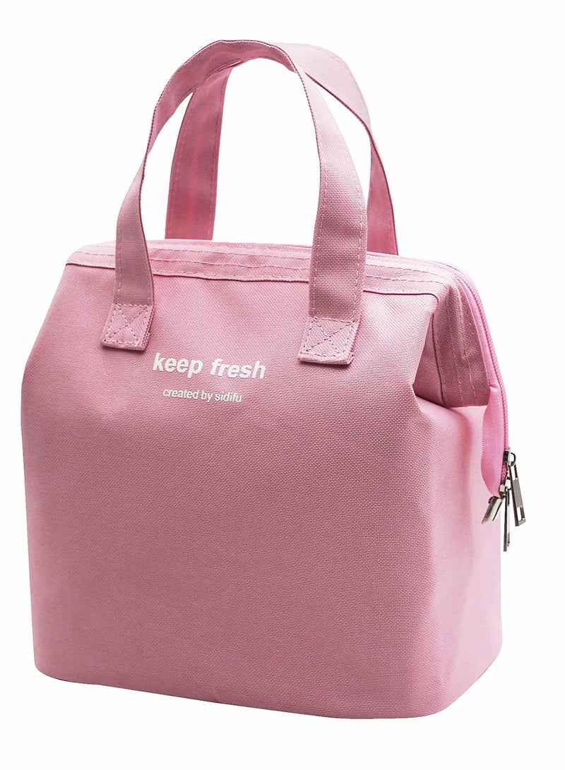 SYOSI Lunch Bag Bento Bag, Thickened Thermal Insulation Refrigerated Tote Box Carrying for Students Ladies Men Picnic Work Outdoor (Pink) - Image 1