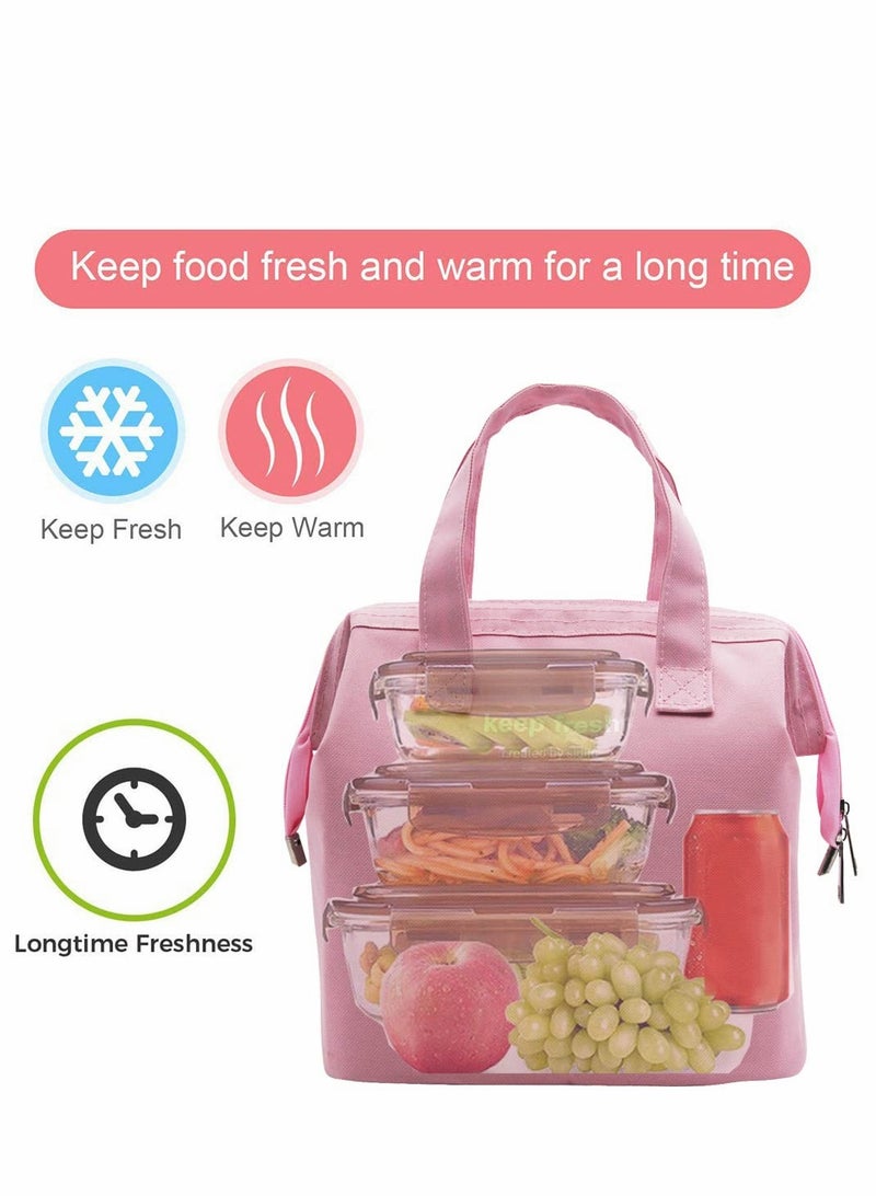 SYOSI Lunch Bag Bento Bag, Thickened Thermal Insulation Refrigerated Tote Box Carrying for Students Ladies Men Picnic Work Outdoor (Pink) - Image 2