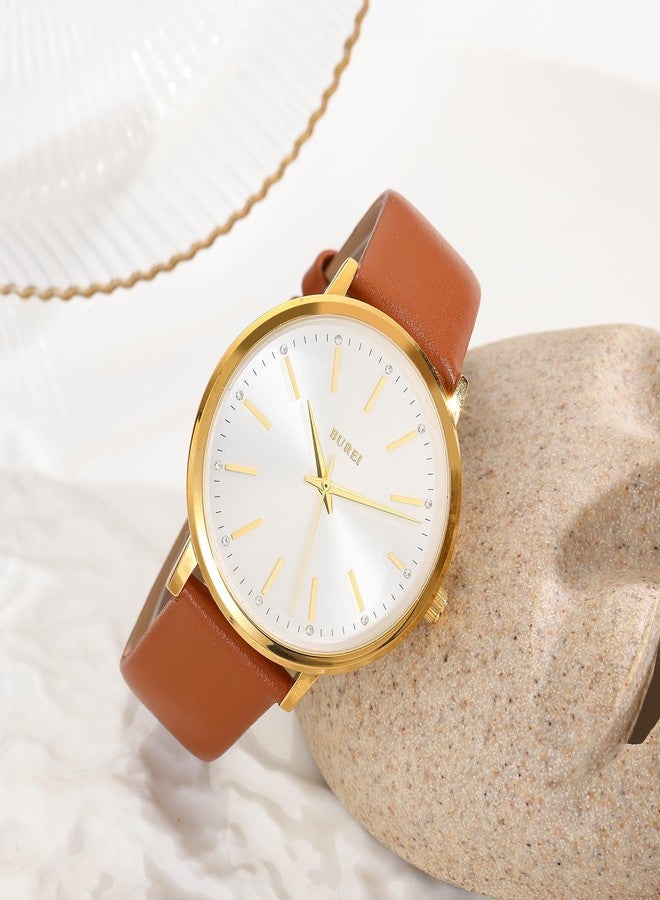 BUREI Women Wrist Watches Large Face Fashion Minimalist Analog Leather Quartz Waterproof Watches for Women - Image 3
