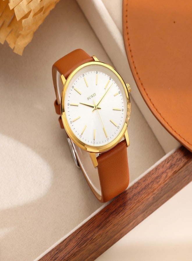 BUREI Women Wrist Watches Large Face Fashion Minimalist Analog Leather Quartz Waterproof Watches for Women - Image 2