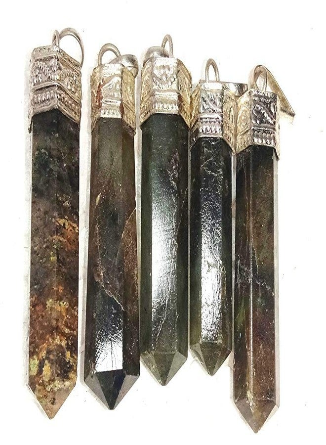 CA AGATE قلادة من حجر العقيق الكاليفورني الطبيعي اللابرادوريت، قلادة مدببة، مجوهرات من الأحجار الكريمة العلاجية، 5 قطع - Image 3