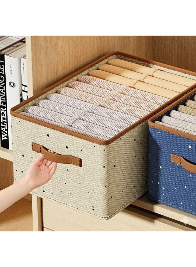 Living Heavy-duty canvas storage box, 17 kg capacity, with a rigid internal structure and double zipper for organizing clothes and quilt - Image 2