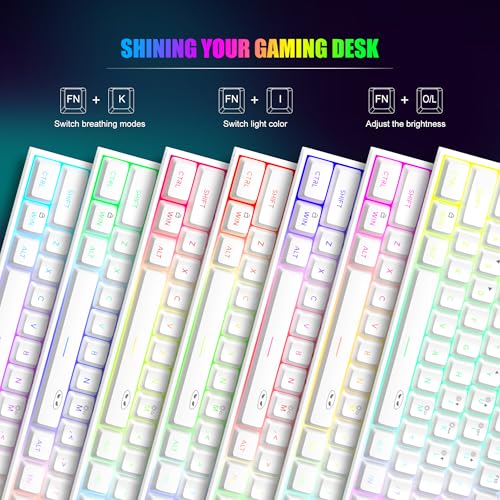 MageGee Mini 60% Gaming Keyboard, Upgrade RGB Backlit 61 Key Ultra-Compact Keyboard, TS91 Ergonomic Waterproof Mechanical Feeling Office Computer Keyboard for PC, MAC, PS4, Xbox ONE Gamer(White) - Image 2