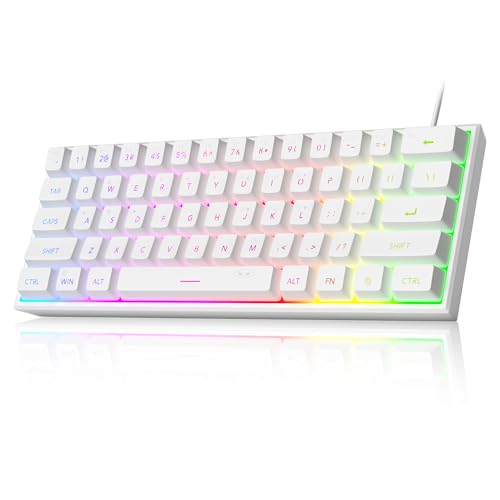MageGee Mini 60% Gaming Keyboard, Upgrade RGB Backlit 61 Key Ultra-Compact Keyboard, TS91 Ergonomic Waterproof Mechanical Feeling Office Computer Keyboard for PC, MAC, PS4, Xbox ONE Gamer(White) - Image 1