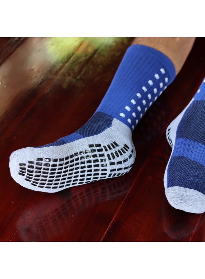 RATIVE Anti Slip Non Skid Slipper Hospital Socks with grips for Adults Men Women, 3 Pairs-blue, L - Image 4