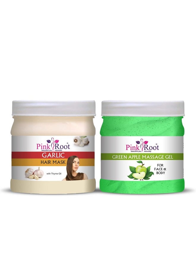 Pink Root Pink Root Green Apple Massage Gel 500ml with Garlic Hair Mask 500ml  - Image 1