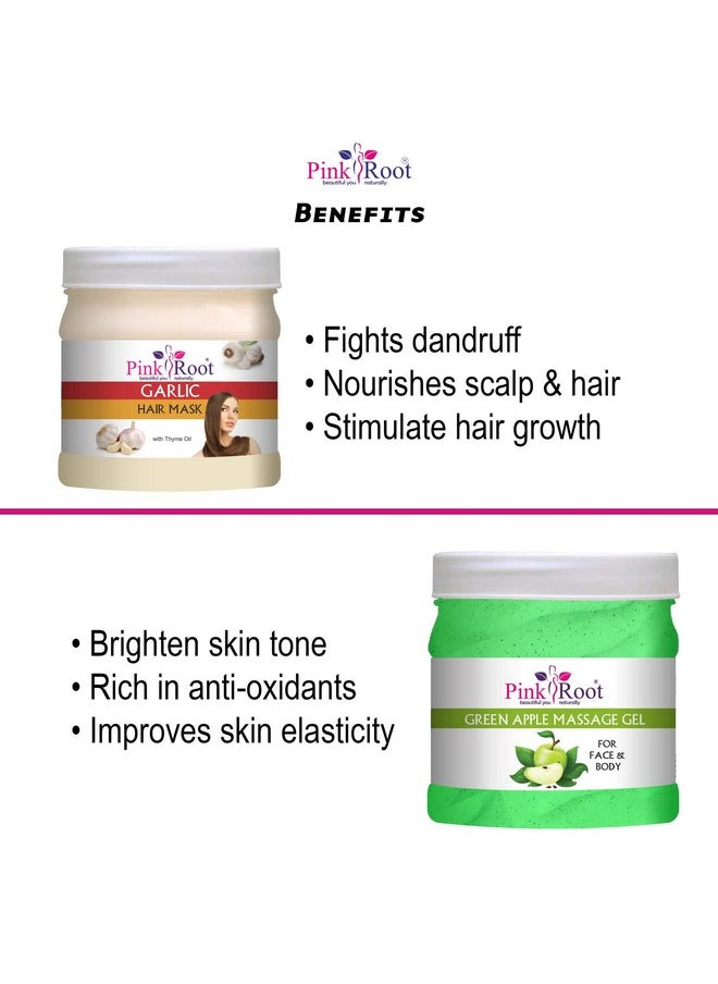 Pink Root Pink Root Green Apple Massage Gel 500ml with Garlic Hair Mask 500ml  - Image 5