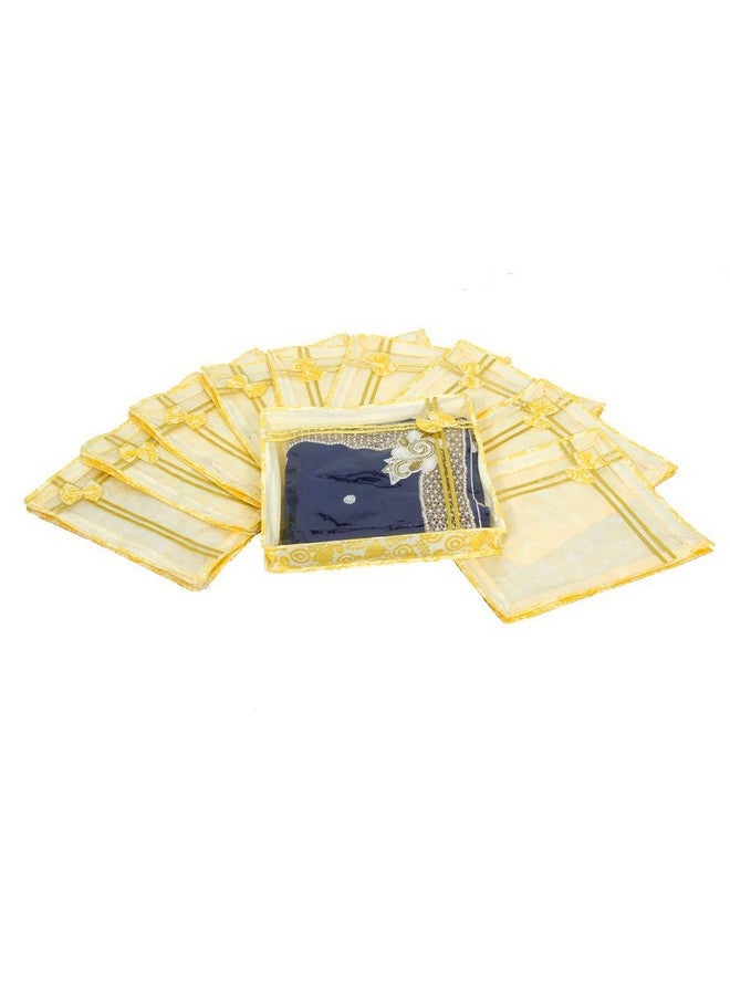 Kuber Industries Kuber Industries Clothes Organizer For Wardrobe (Pack of 6) - Single Storage Organizer For Saree | Salwar Suit | Lehenga | Clothes - Dress Organizer For Wardrobe - Single Saree Covers With Zip (Gold)  - Image 1