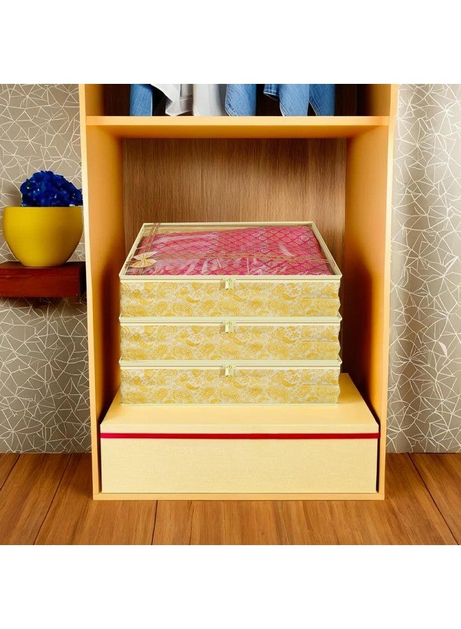 Kuber Industries Kuber Industries Clothes Organizer For Wardrobe (Pack of 6) - Single Storage Organizer For Saree | Salwar Suit | Lehenga | Clothes - Dress Organizer For Wardrobe - Single Saree Covers With Zip (Gold)  - Image 4