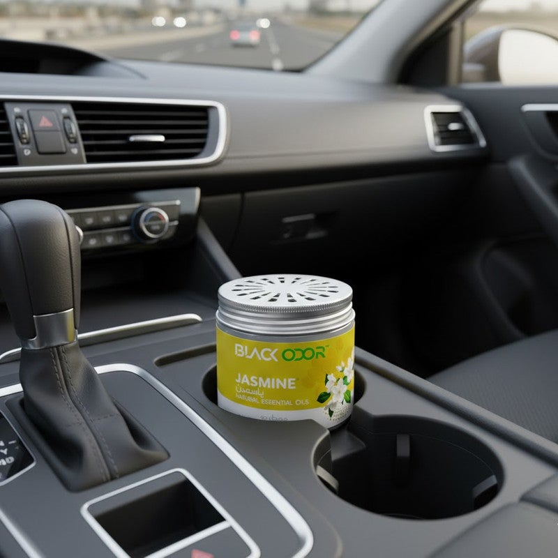 Black Odor Jasmine Car Air Freshener Gel - Natural Essential Oils Fragrance for Home, Office & Bedroom - 100% Spill-Proof & Non-Toxic Odor Eliminator - Long Lasting Interior Scents for Dashboard or Cup Holder - Versatile Air Purifier - Image 3
