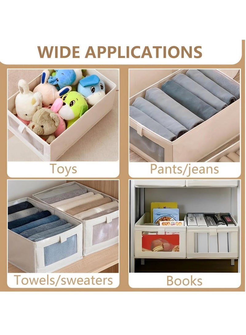 4pc Clothes Storage Box – Foldable Wardrobe Organizer, Drawer Organizer, Made of Nonwoven. Ideal for Clothes & Books Storage Washable Closet Storage Basket for Neat and Efficient Organization. - Image 4