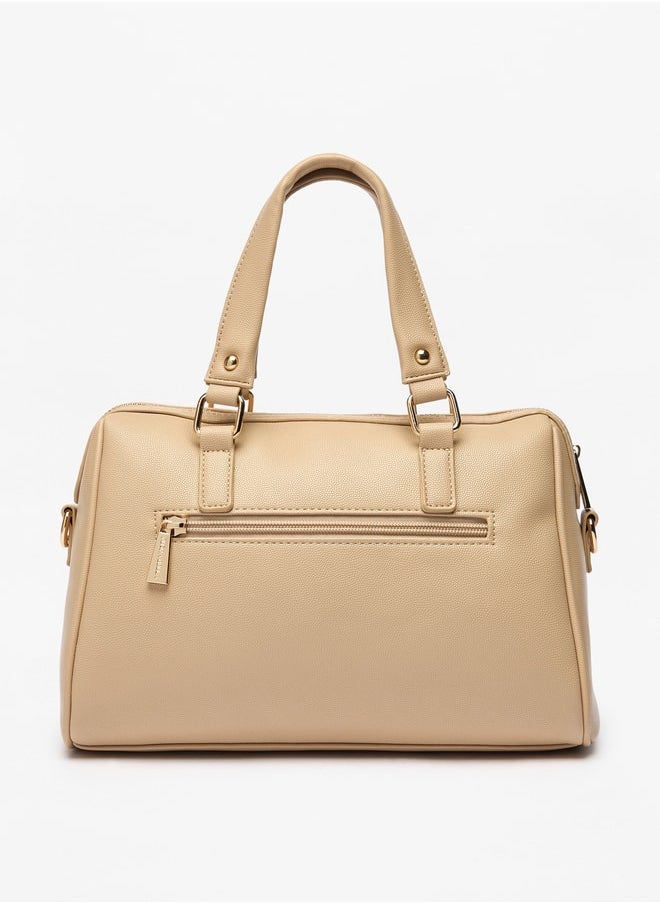 Flora Bella By Shoexpress Women's Textured Bowler Bag with Double Handles and Zip Closure  - Image 4