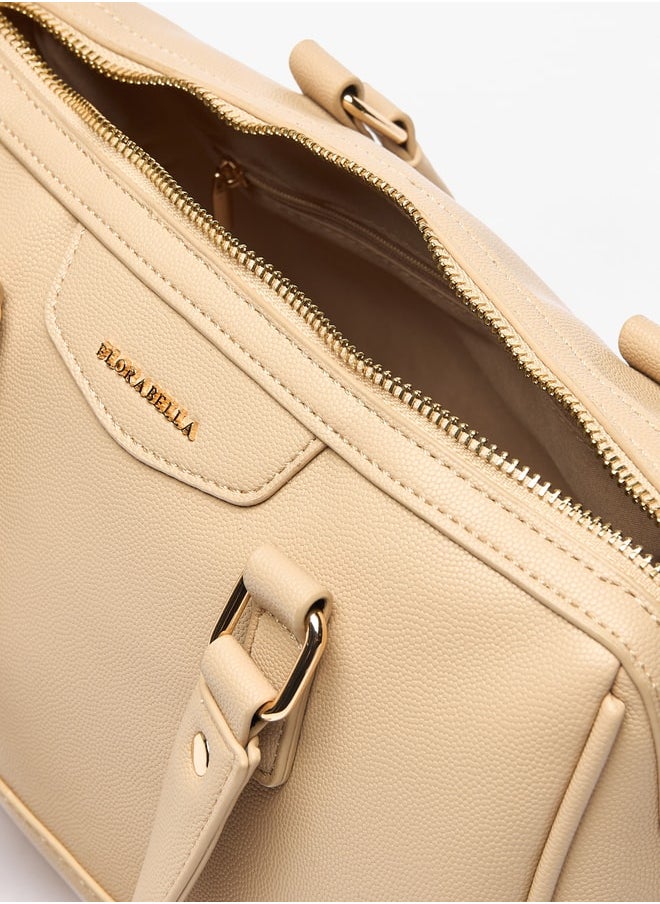 Flora Bella By Shoexpress Women's Textured Bowler Bag with Double Handles and Zip Closure  - Image 5