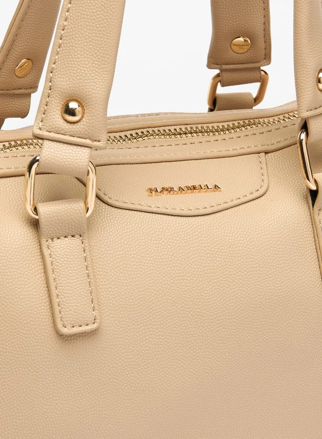 Flora Bella By Shoexpress Women's Textured Bowler Bag with Double Handles and Zip Closure