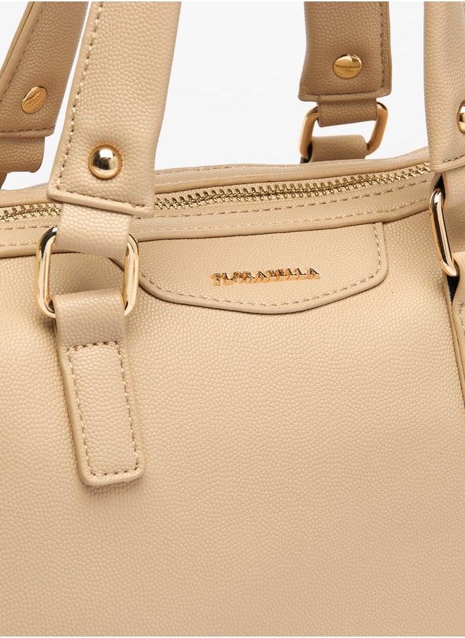 Flora Bella By Shoexpress Women's Textured Bowler Bag with Double Handles and Zip Closure  - Image 3