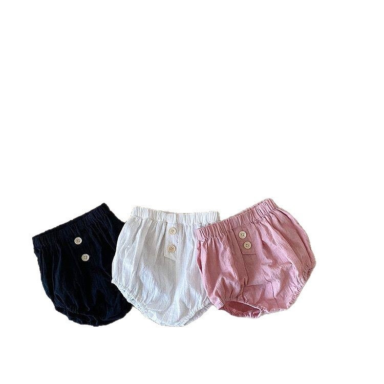 Baby Cotton Shorts with Elastic Waist, Solid Color, Summer - Image 5