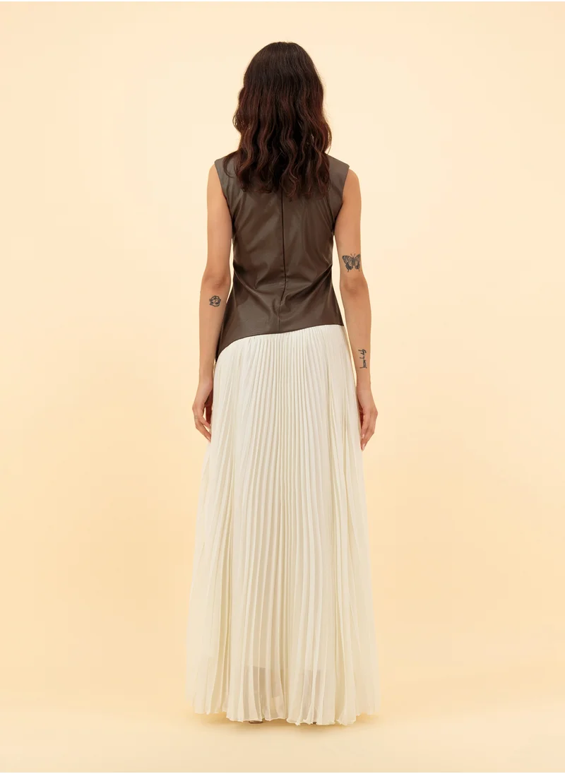 ZINALI Combined Leather-Chiffon Dress