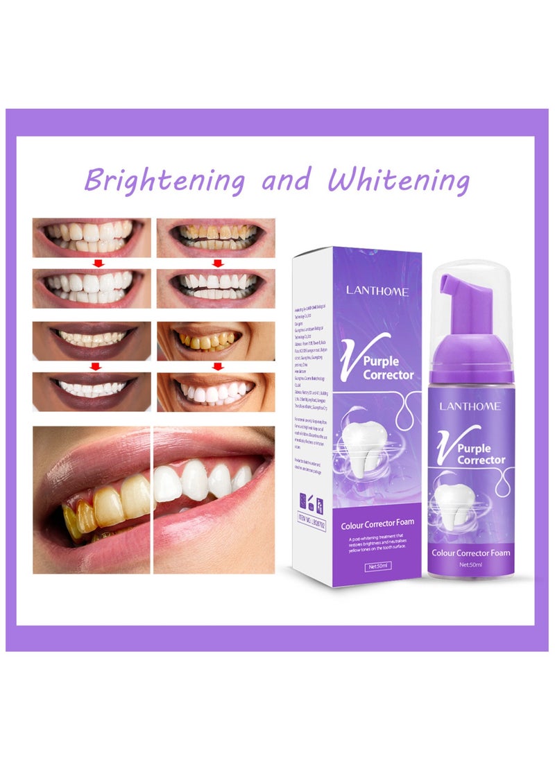 Lanthome Teeth Brightening Purple Serum, Tooth Whitening Oral Care Breath Purple Mousse, Enamel Safe Fresh Breath Purple Bright White Toothpaste Tooth Cleaning Foam For Brighter Smile  - Image 3