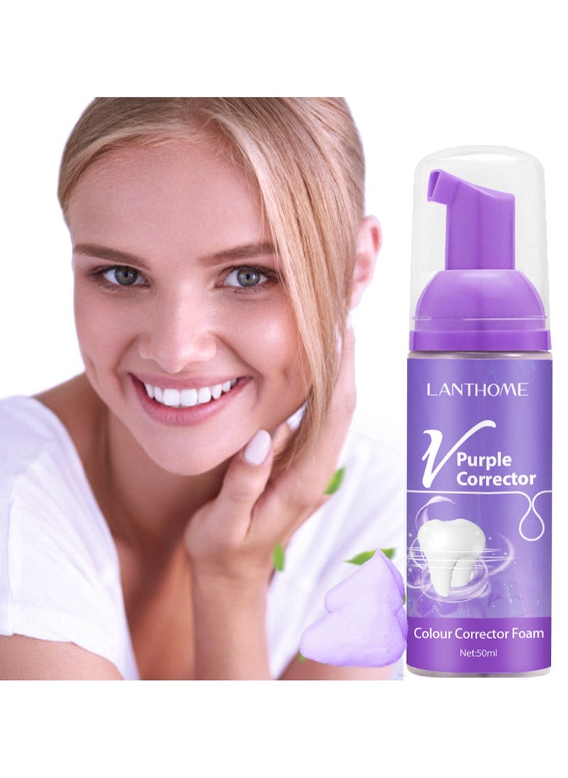 Lanthome Teeth Brightening Purple Serum, Tooth Whitening Oral Care Breath Purple Mousse, Enamel Safe Fresh Breath Purple Bright White Toothpaste Tooth Cleaning Foam For Brighter Smile  - Image 1