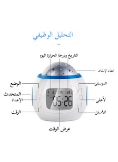 XICEN 3 in 1 Alarm Clock, Battery Powered Alarm Clock with Starry Projector Lamp, Digital Alarm Clock with Calendar Thermometer Night Light  - Image 2