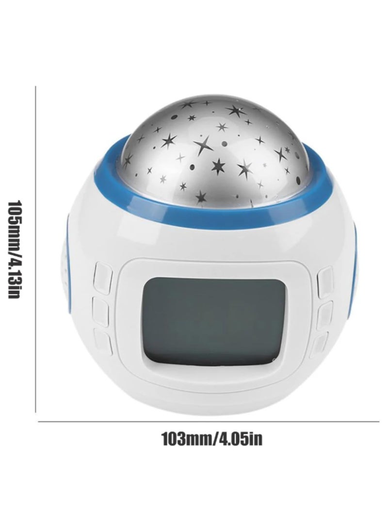 XICEN - 3 in 1 Alarm Clock, Battery Powered Alarm Clock with Starry Projector Lamp, Digital Alarm Clock with Calendar Thermometer Night Light - Image 1