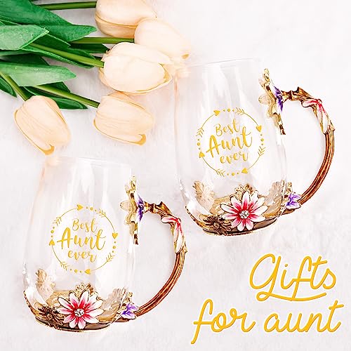 OEAGO Gifts for Aunt from Niece Nephew Tea Cup Cool Birthday Gift Enamel Flower Glass Mugs Christmas Mothers Day New Aunt Announcement Promoted - Image 5