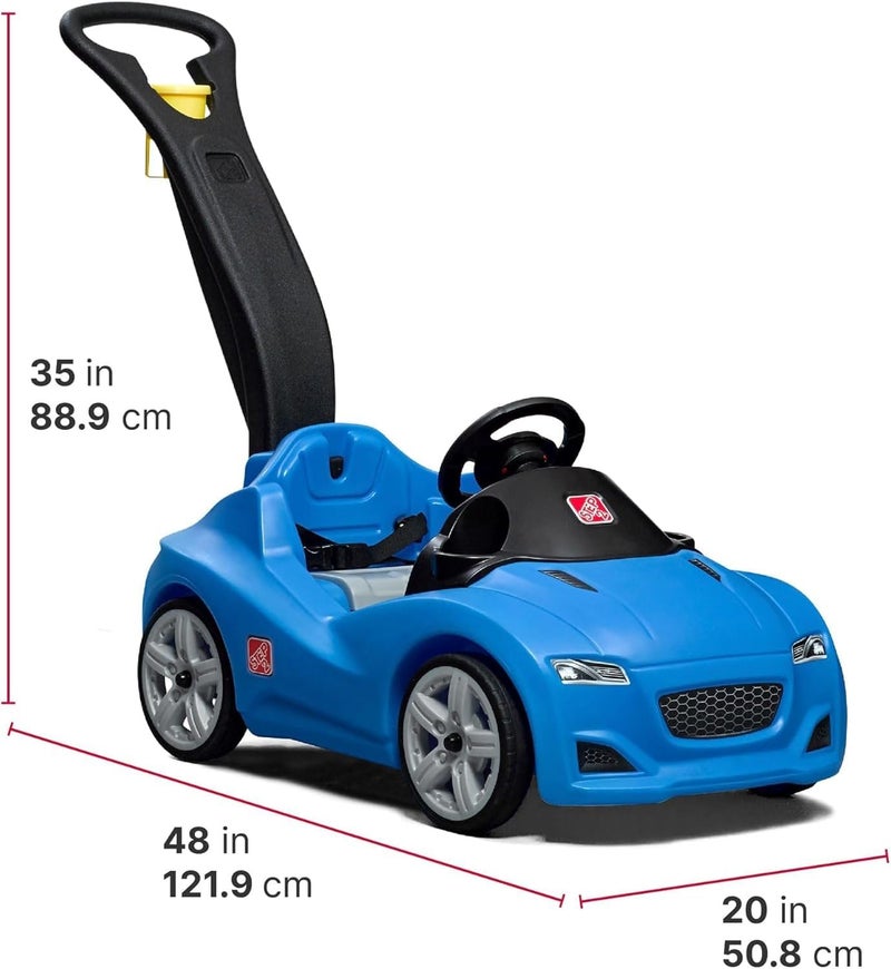 Step2 Whisper Ride Cruiser Kids Push Car, Ride On Toy, Stroller Substitute, Includes Seat Belt & Horn, Made of Durable Plastic, Max Weight 50 lbs., For Toddlers 1.5-4 Years Old, Blue - Image 2