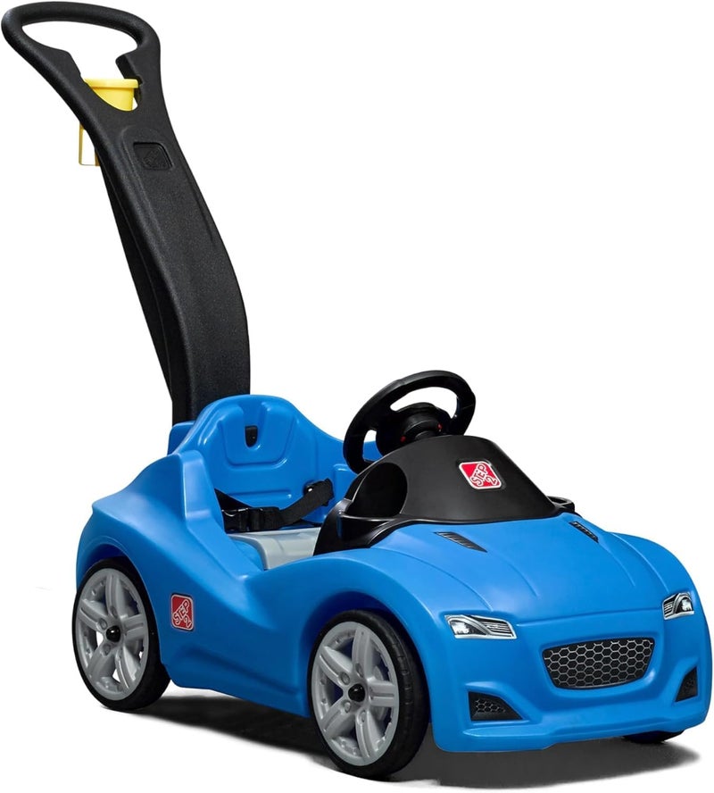 Step2 Whisper Ride Cruiser Kids Push Car, Ride On Toy, Stroller Substitute, Includes Seat Belt & Horn, Made of Durable Plastic, Max Weight 50 lbs., For Toddlers 1.5-4 Years Old, Blue - Image 1