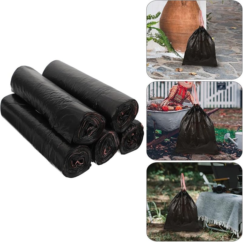75 قطعة من أكياس القمامة الثقيلة بسحب الحبل، سعة كبيرة، مقاومة للتسرب، وأكياس قمامة قابلة للتحلل الحيوي - Image 5