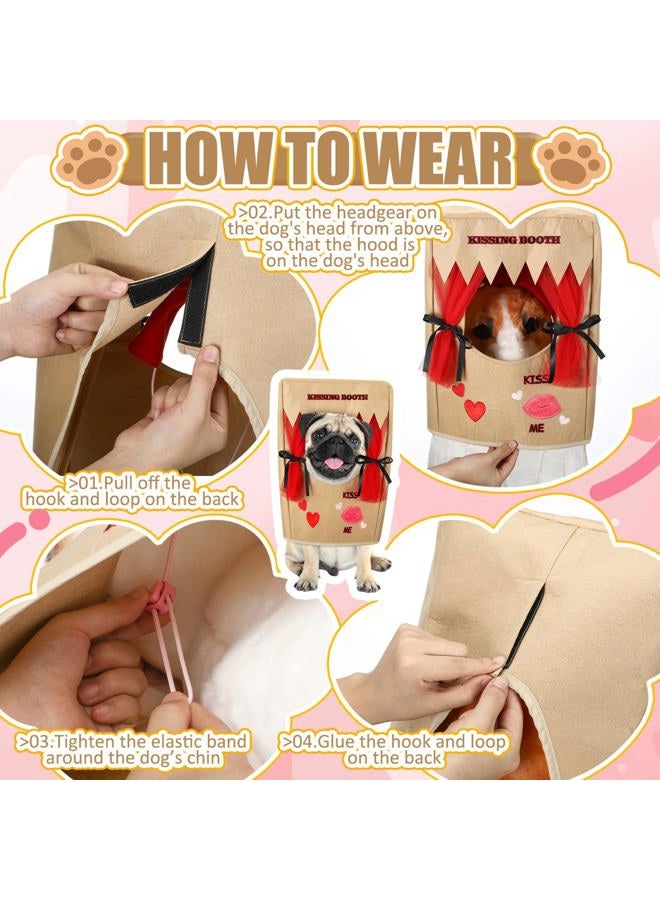 Solsew Valentine Dog Costume Kissing Booth Headpiece for Dog and Cats Cute Pup Kissing Booth Pet Headwear Costume Gift for Holiday Birthday Party(Brown,L/XL) - Image 4