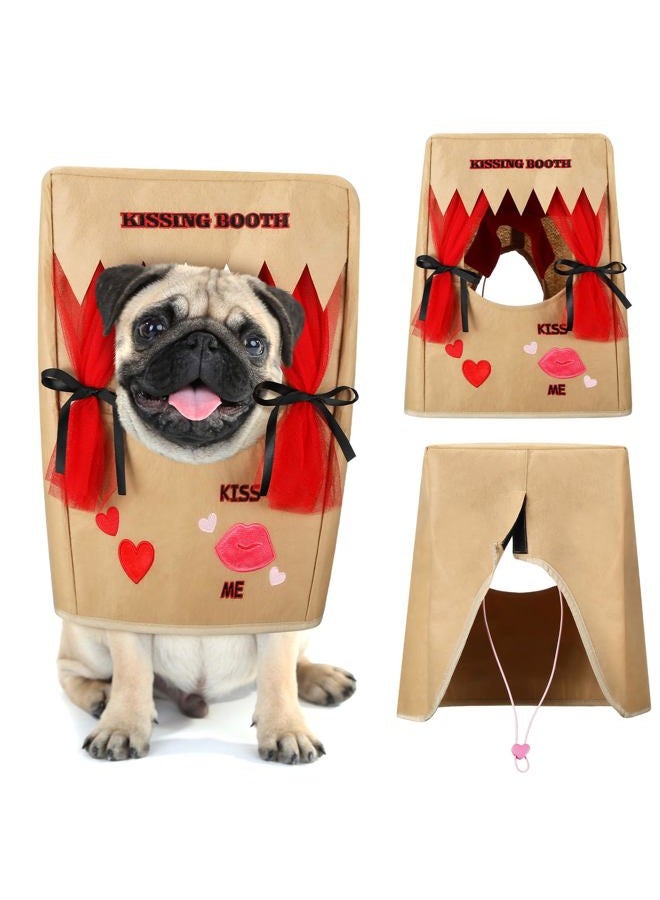 Solsew Valentine Dog Costume Kissing Booth Headpiece for Dog and Cats Cute Pup Kissing Booth Pet Headwear Costume Gift for Holiday Birthday Party(Brown,L/XL) - Image 1