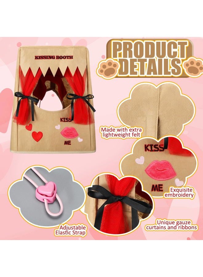 Solsew Valentine Dog Costume Kissing Booth Headpiece for Dog and Cats Cute Pup Kissing Booth Pet Headwear Costume Gift for Holiday Birthday Party(Brown,L/XL) - Image 3
