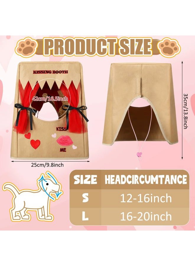 Solsew Valentine Dog Costume Kissing Booth Headpiece for Dog and Cats Cute Pup Kissing Booth Pet Headwear Costume Gift for Holiday Birthday Party(Brown,L/XL) - Image 2