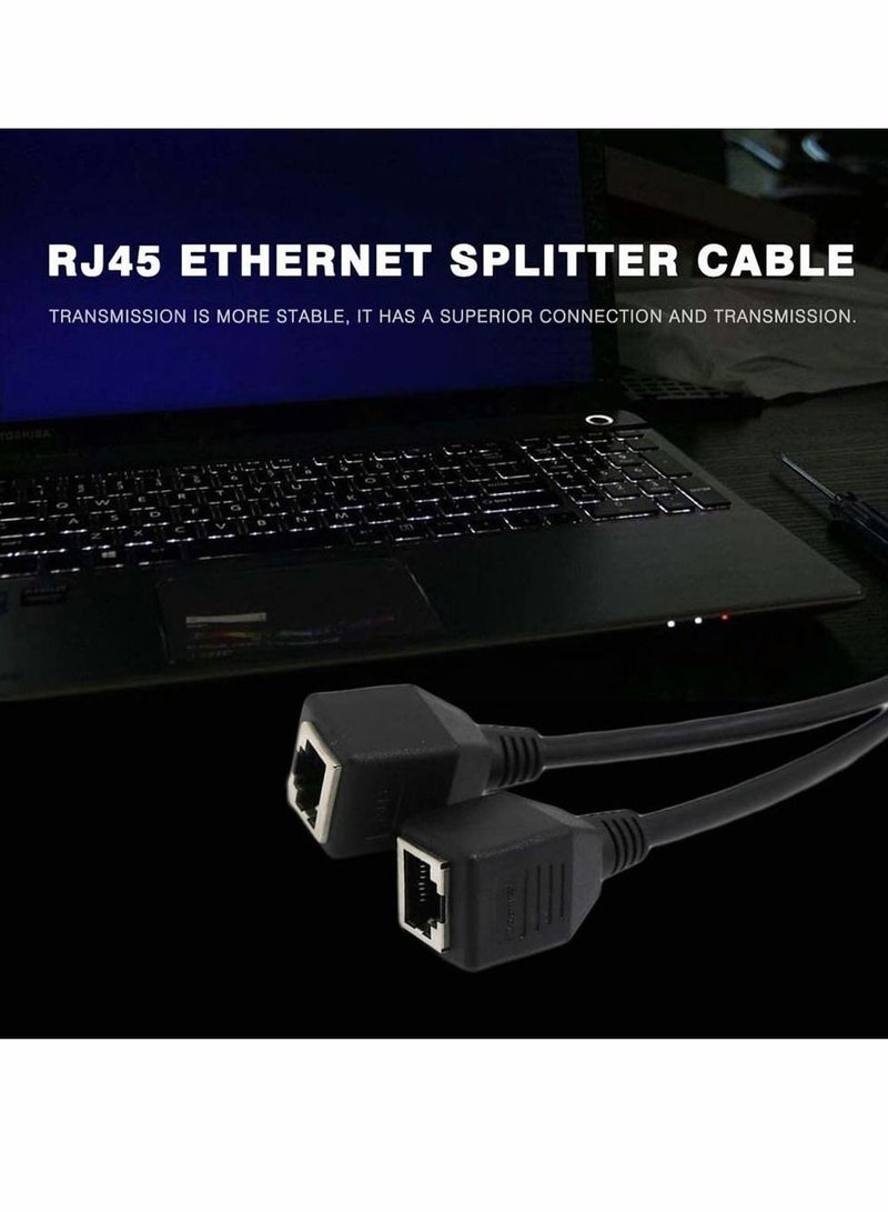 RJ45 Ethernet Splitter Cable, LAN Network Port Ethernet Connector Adapter 1 Male to 2 Female Y Tape Cable for Cat5 Cat6 Cat7