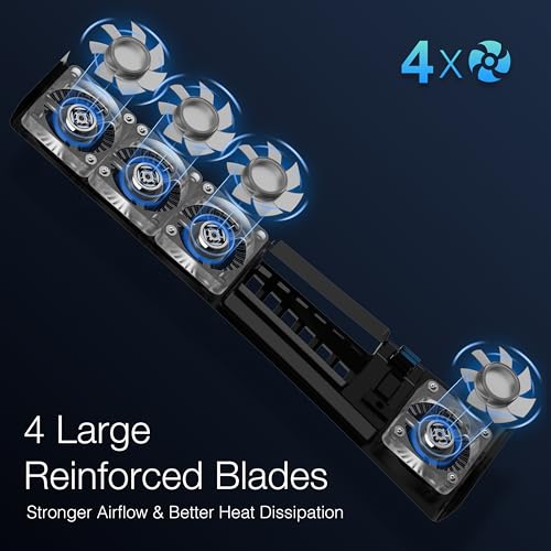 JUSPRO Cooling Fan for PS5 Pro, Quiet Enhanced 4 Cooler Fan with Adjustable Speed, Auto Power On/Off, Cooling Accessories with USB 3.0 Port and LED Light for PlayStation 5 Pro - Image 3