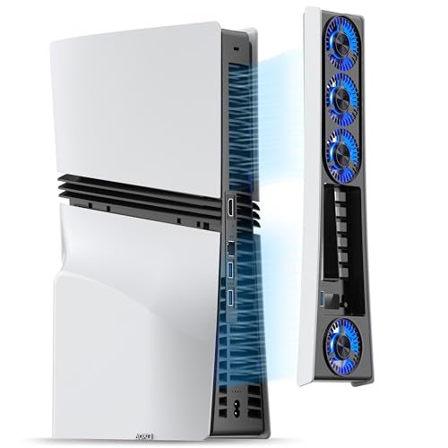 JUSPRO Cooling Fan for PS5 Pro, Quiet Enhanced 4 Cooler Fan with Adjustable Speed, Auto Power On/Off, Cooling Accessories with USB 3.0 Port and LED Light for PlayStation 5 Pro - Image 1