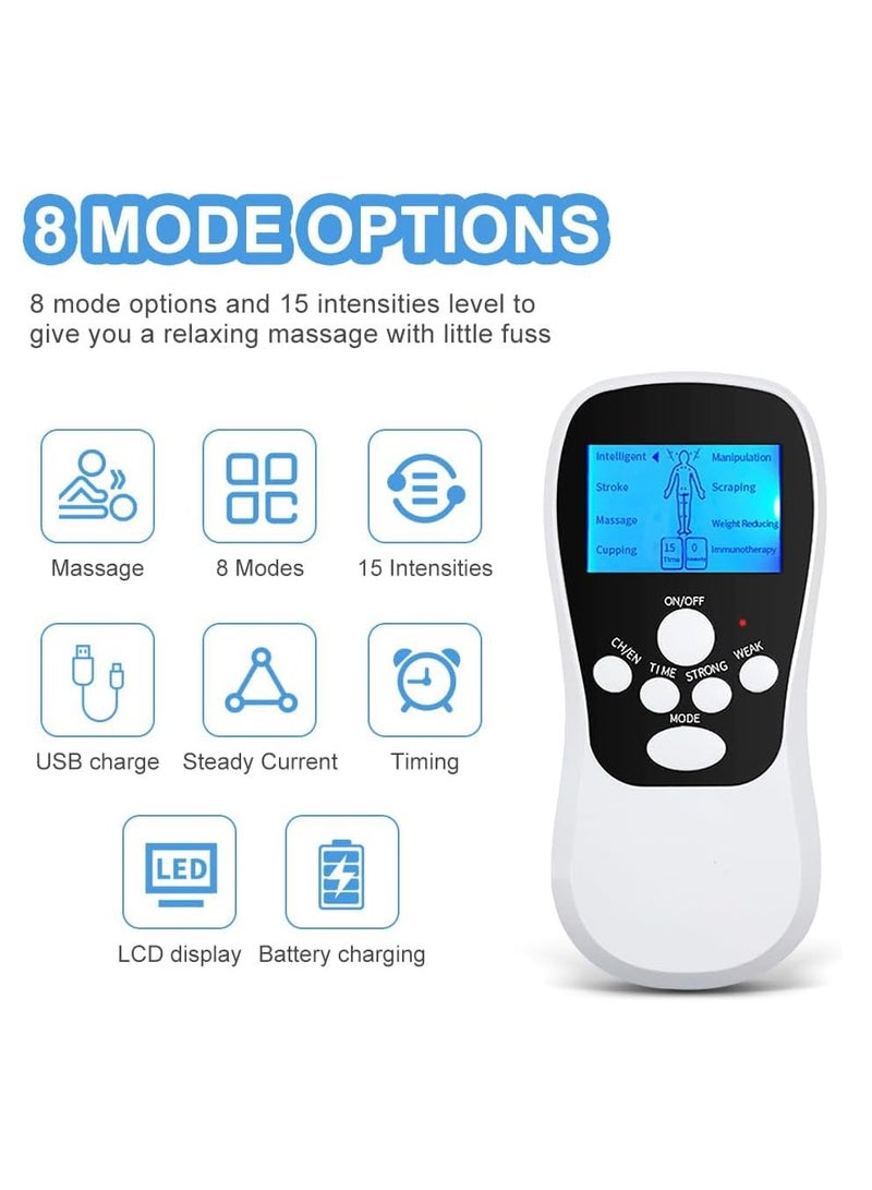 عشرات العضلات آلة محفز لتخفيف الألم ، قابلة للشحن عشرات وحدة العضلات محفز ، مع 8 طرق تدليك الجسم الوخز بالإبر مدلك 4 التهاب المفاصل عرق النسا التصحيح - Image 3
