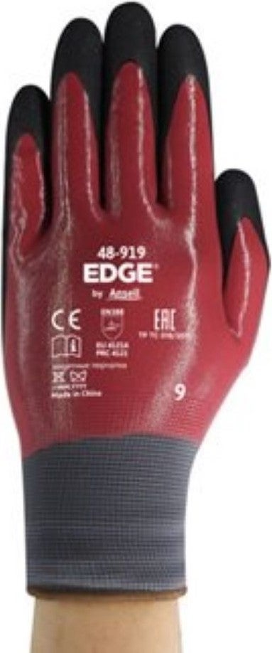 Edge 48-919 4/4 Foam Nitrile Coated Oil Repellent Work Gloves