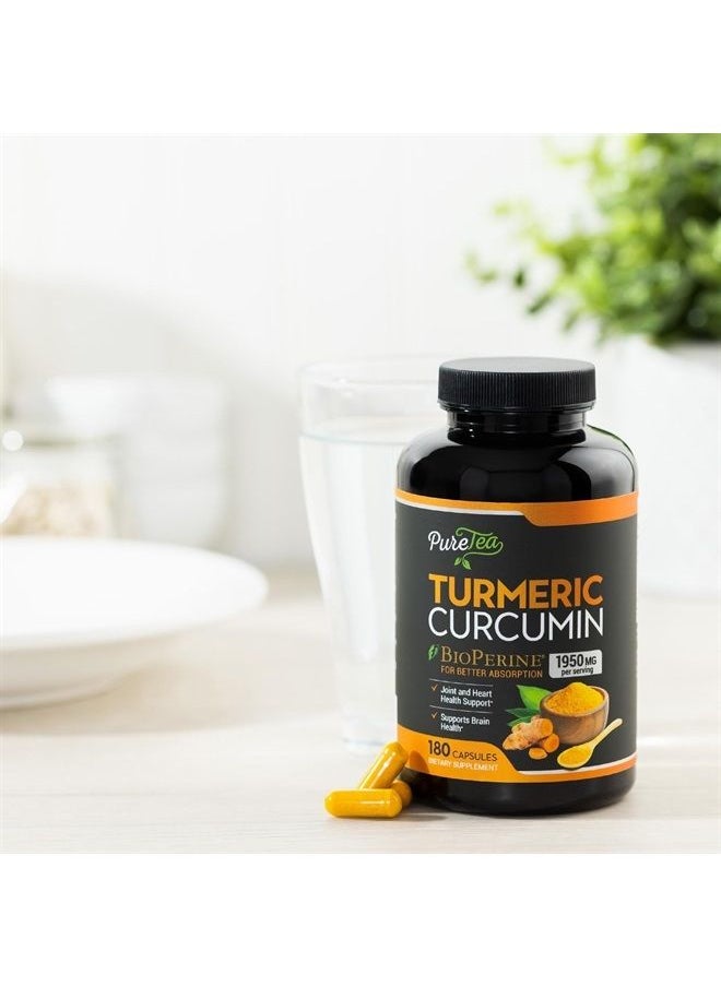 SilverOnyx - Turmeric Curcumin with BioPerine, 95% Standardized Curcuminoids 1950mg - Black Pepper for Max Absorption, Natural Joint Support, Nature's Tumeric Extract Supplement Non-GMO - 180 Capsules - Image 1
