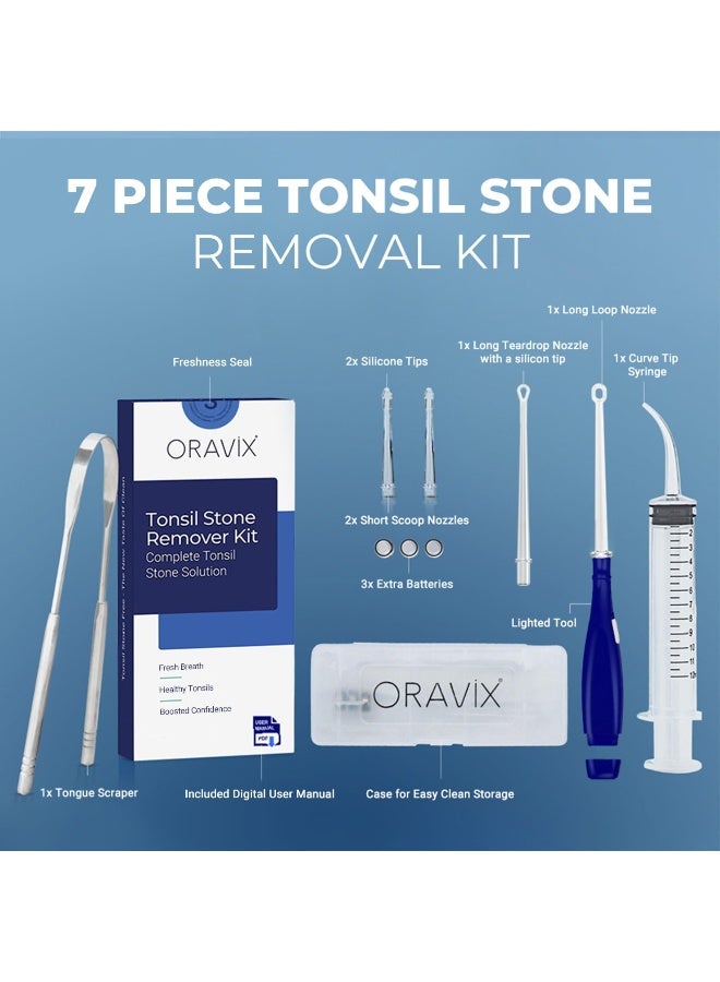 ORAVIX Tonsil Stone Remover Tonsil Stone Removal Kit Tonsillolith Remover Tool Tonsil Cleaner Fight Bad Breath Tonsil Stone Removal Tool Oral Irrigator Tongue Scraper 7 Pieces - Image 2