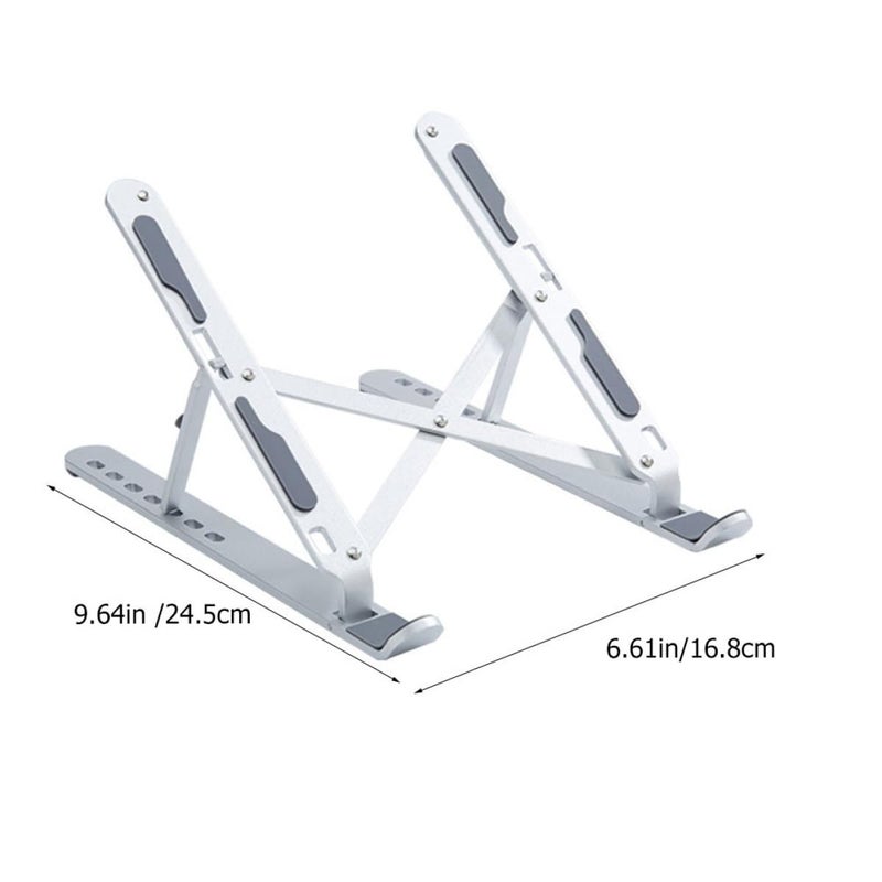 Adjustable Aluminum Folding Laptop Stand Portable Height Computer Holder Silver - Image 3