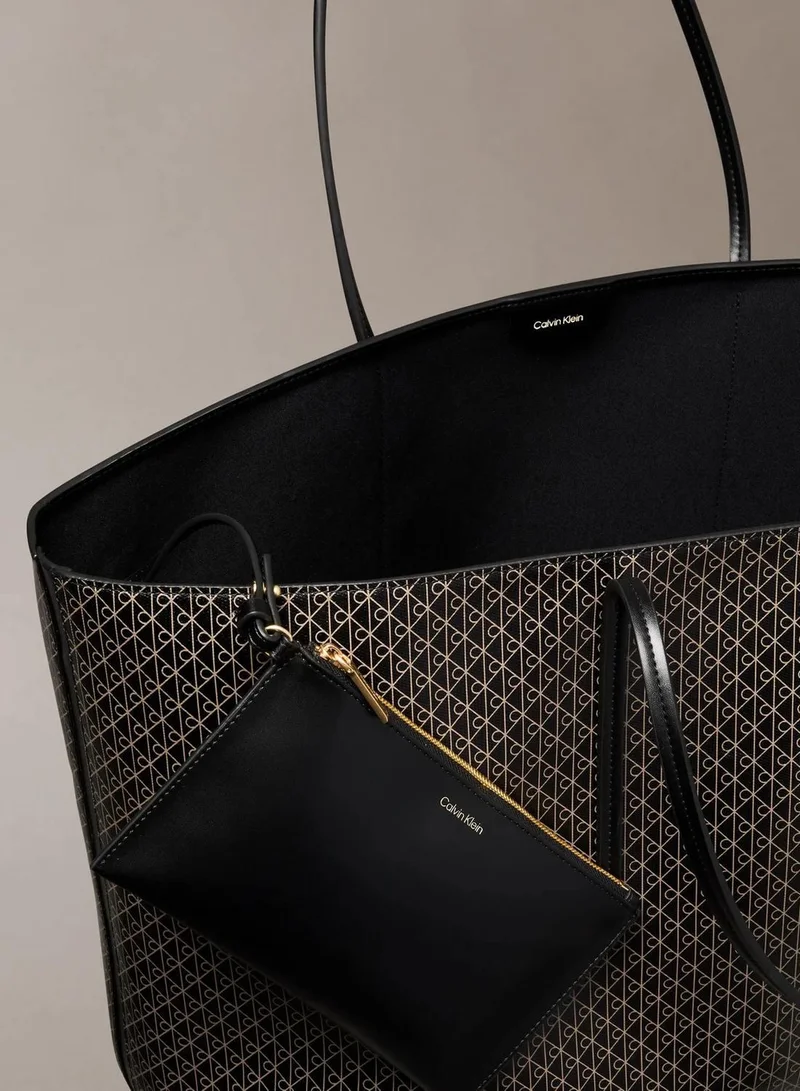 Calvin Klein BLACK AOP Allover Emblem Logo Tote Bag for Women | Best Price UAE